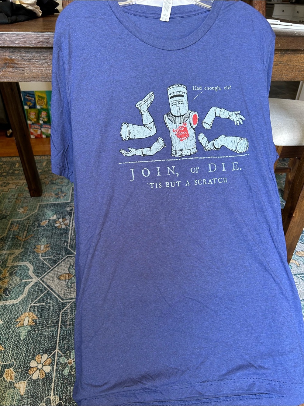 'Join, or Die' Men's Blue Graphic Short Sleeve Tee